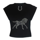 T-Shirt Feminina Cavada Preta - Lucky_U Riders