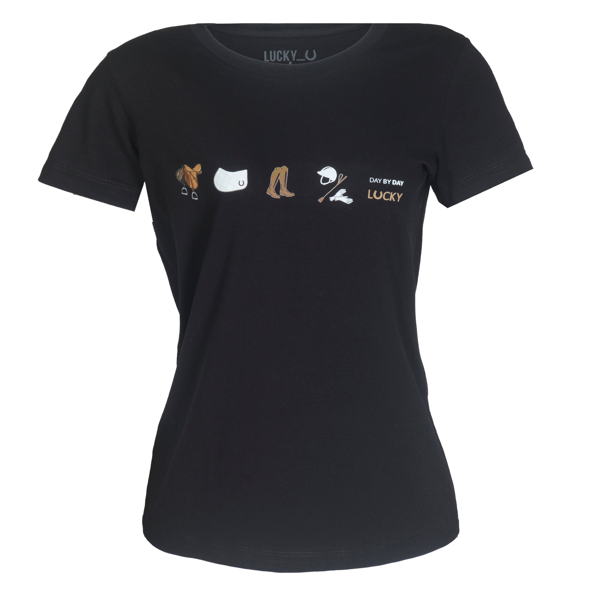 T-Shirt Riding Basics Preta - Lucky_U Riders
