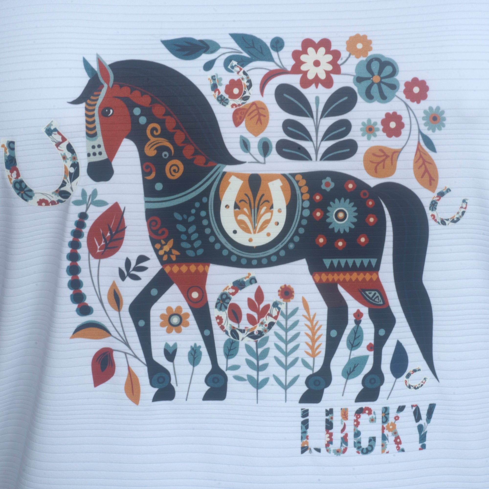 Blusa Treino Hipismo Training Tech Horse Pattern SS Infantil Branca