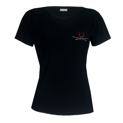 Blusa Treino Hipismo Training Tech Ferradura Equestre SS Preta - Lucky_U Riders