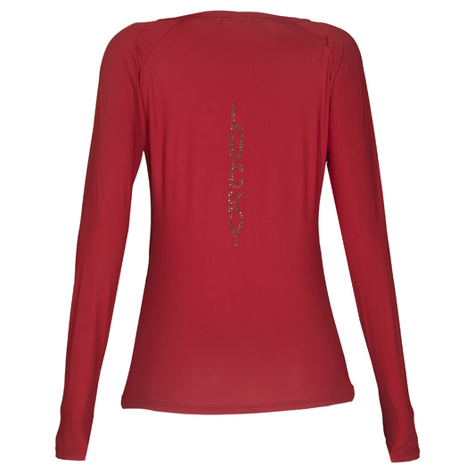 Blusa Treino Hipismo Training Tech Raglan LS Infantil Vinho - Lucky_U Riders