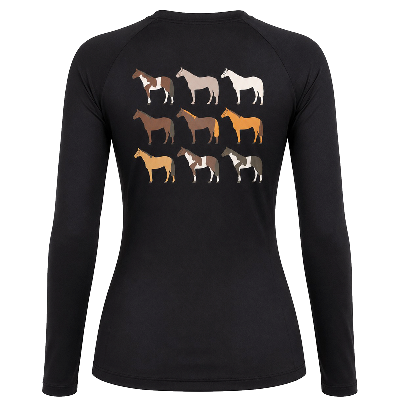 Blusa Treino Hipismo Training Tech Nine Horses LS Preta