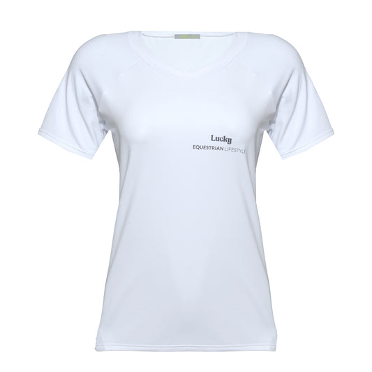 Blusa Treino Hipismo Training Tech Raglan SS Branca - Lucky_U Riders