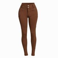 Culote Treino Hipismo Zíper High Waist Café