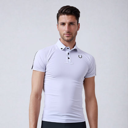 Camisa Polo Hipismo Lucky Stripe Branca e Preta - Lucky_U Riders